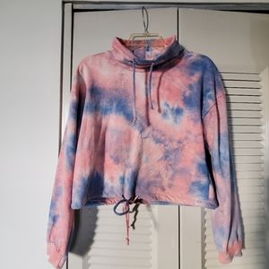 pastel tie-dye cropped pullover